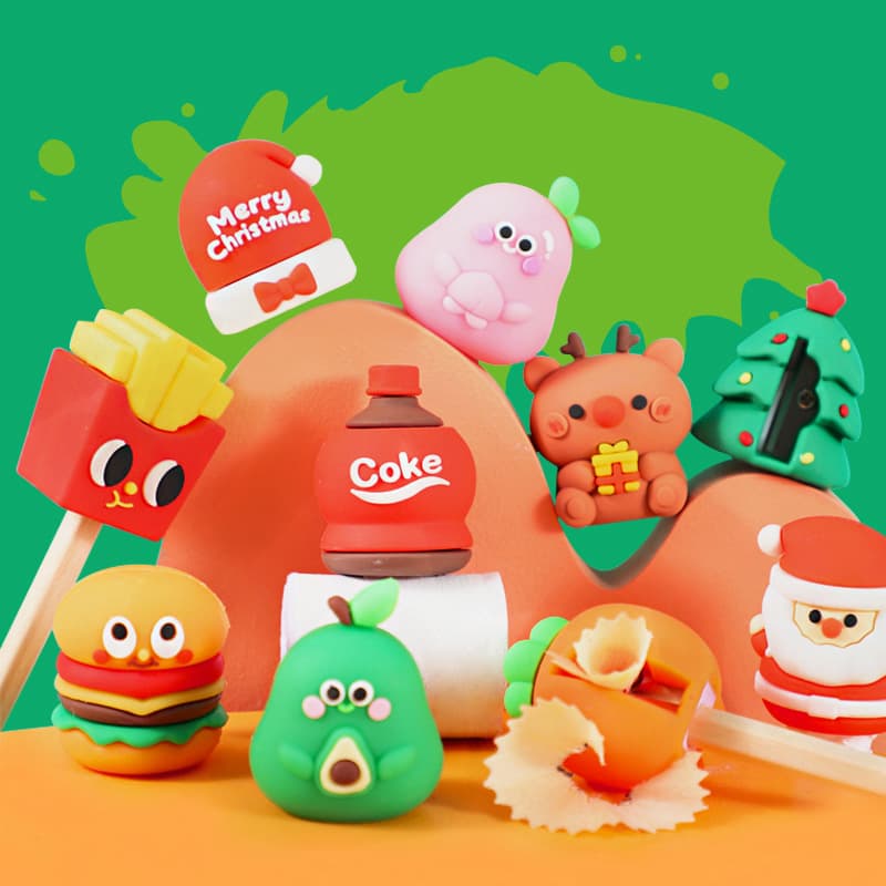 Creative pencil sharpener cartoon cute pencil sharpener children's gift silicone mini pencil sharpener manual soft plastic pencil sharpener