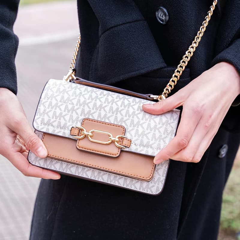 2026 New MK Women's Bags Monogram Small Square Bag Ladies Luxury Export Europe and America Chain Crossbody Bag