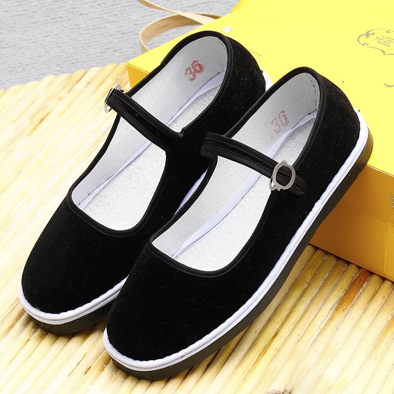 Spring Autumn Shallow Moms Cloth Shoes Handmade Cotton Cloth Buckle Ethnic Style Middle-aged and Elderly Women's Shoes