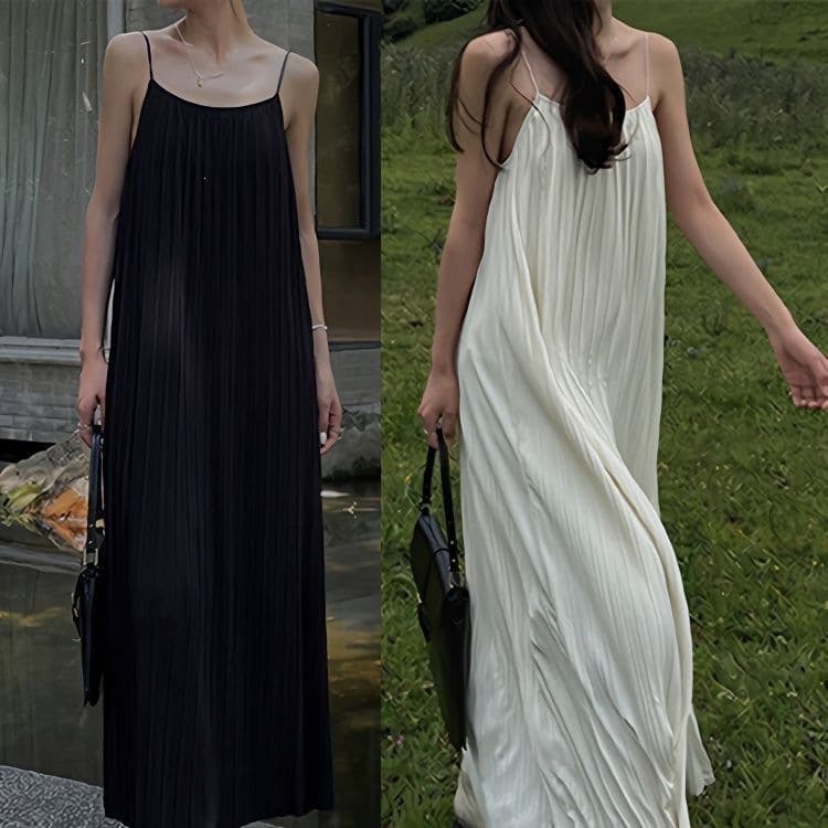 150kg Luxurious Spaghetti Strap Dress for Women, Summer Textured Over-The-Knee Dress, Beach Dress, Plus Size Women's Clothing for Summer
