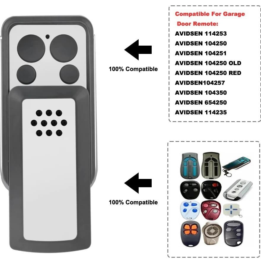 AVIDSEN 433MHz Rolling Code Handheld Transmitter Remote Control Key for Garage Doors