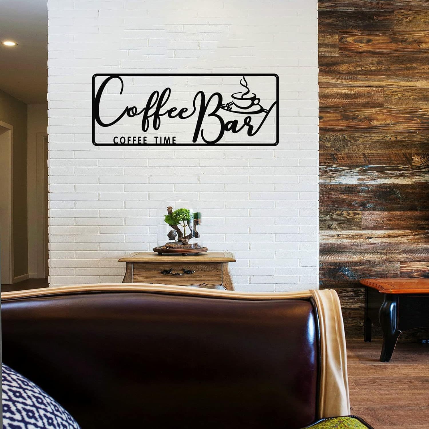 Laser Engraved Iron Art Hanging Decoration Metal Wall Hanging for Coffee Bar Living Room Bedroom Decoration Cross-Border Hot Seller