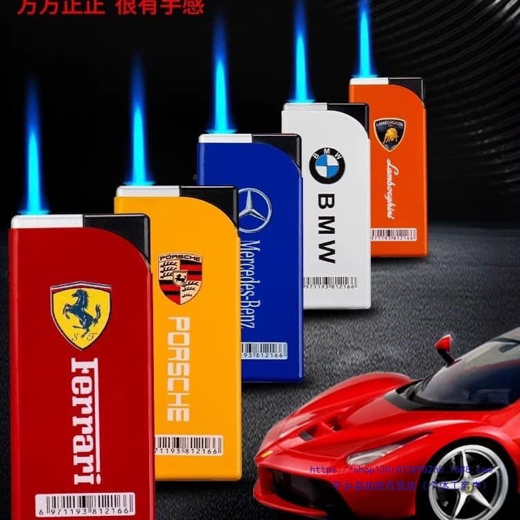 Home Metal Shell Car Emblem Windproof Lighter Durable Refillable Creative Metal New Cigar Blue Flame Torch Igniter