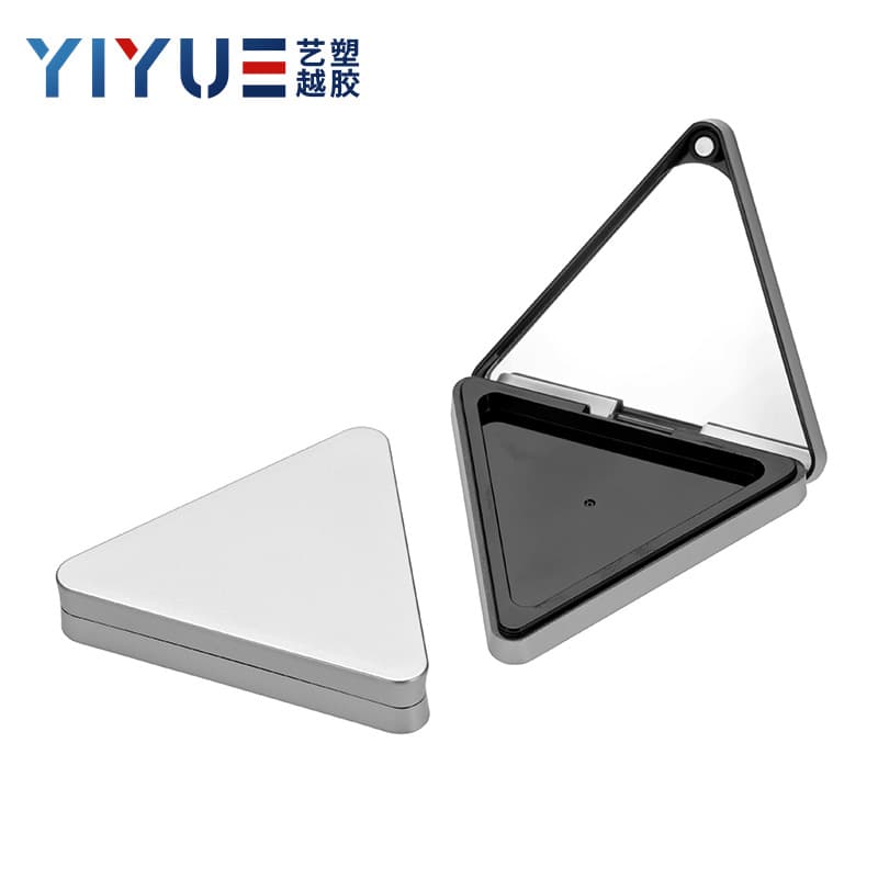 Custom Logo Plastic Magnetic Triangle Powder Compact with Mirror, Loose Powder Box, Puff, Empty Case, Cosmetic Packaging
