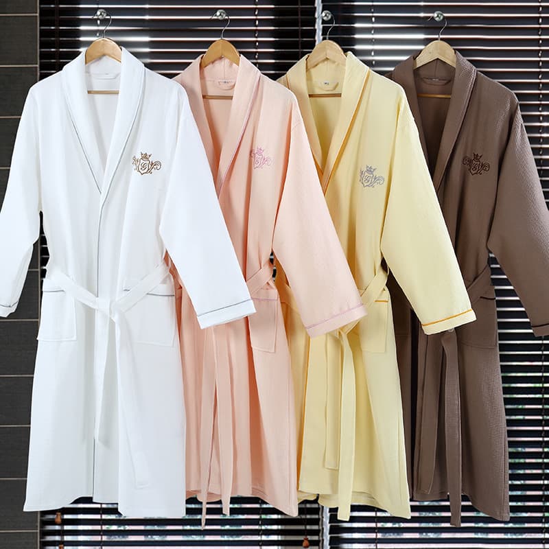 [Bathrobe] Star Hotel Waffle Weave Robe, Absorbent Skin-Friendly with Logo Embroidery, Full Color Range