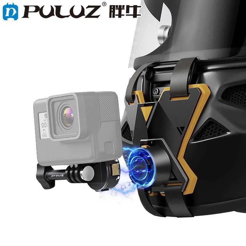 PULUZ Fat Bull Motorcycle Helmet Chin Strap GoPro12 Accessories Sports Camera Quick Release Magnetic Mount