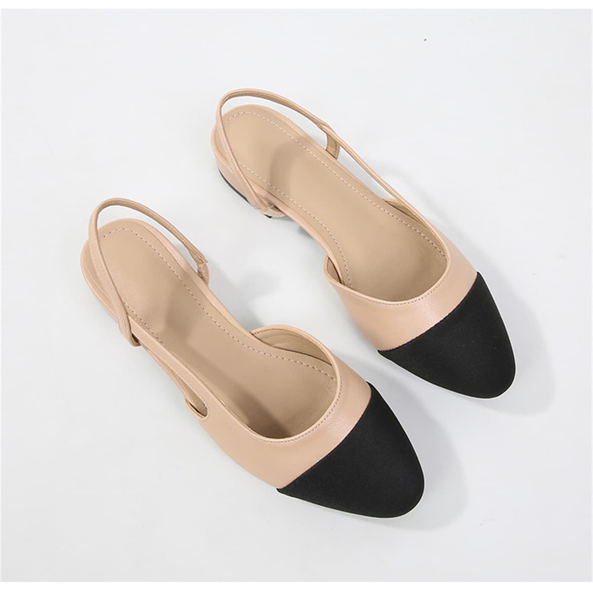 In-Stock Foreign Trade Cross-Border Plus-Size Women's Shoes Low-Heel Open-Back Closed-Toe Sandals Flat High-Heeled Color-Block Chunky Heel Single Shoes Mid-Heel