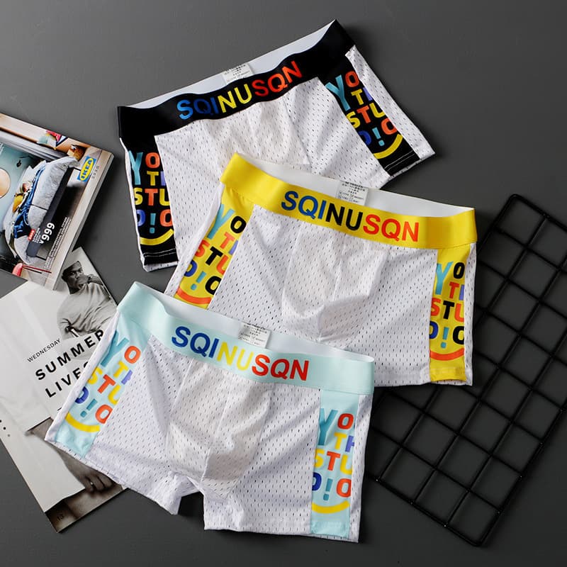 Men's Ice Silk Breathable Boxer Briefs Thin Summer Breathable Trendy Student Boxer Shorts Drop Shipping
