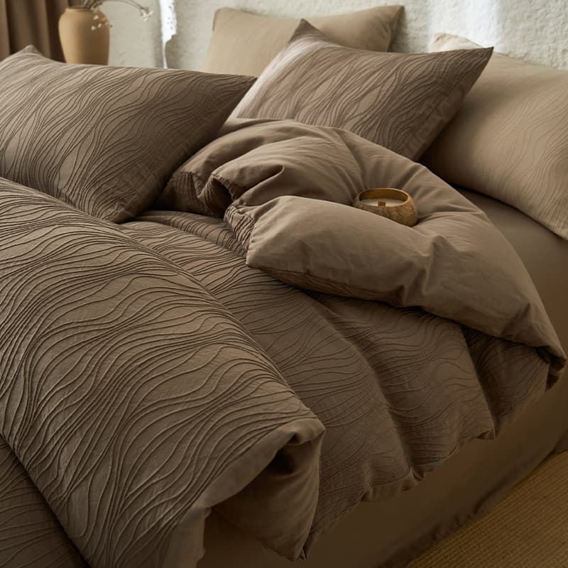 Class A simple high-end jacquard pure cotton bed four-piece set pure cotton double-layer gauze quilt cover bed sheet fitted sheet light luxury bedding 4
