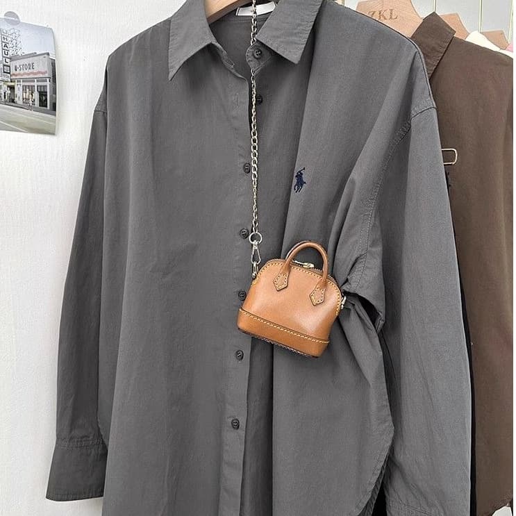 Pony Embroidery Shirt Women Loose Korean Simple High-End Design Office Blouse Fashion Casual Long Sleeve Top