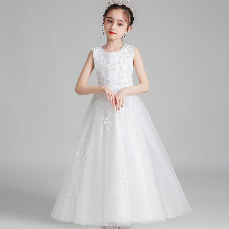 Cross-border children's wedding dress, puffy mesh princess dress, 3-15 year old girl's Children's Day performance clothing, exclusive for foreign trade