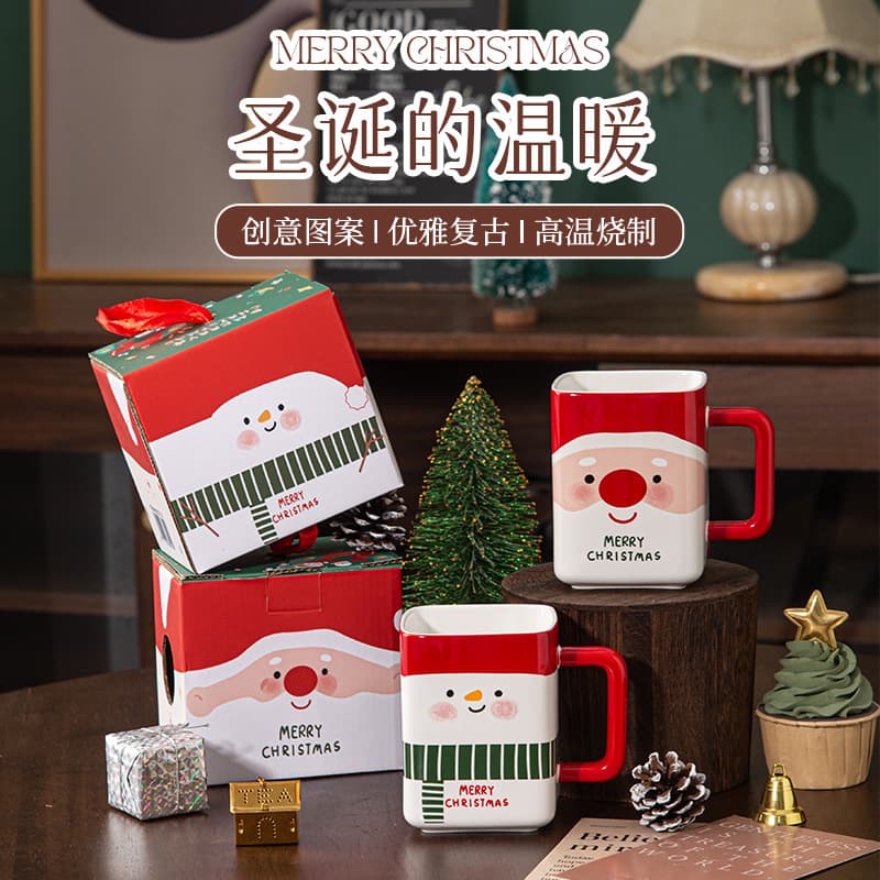New Christmas Santa Ceramic Mug Cute Snowman Coffee Water Cup Creative Gift Souvenir Drinking Cup