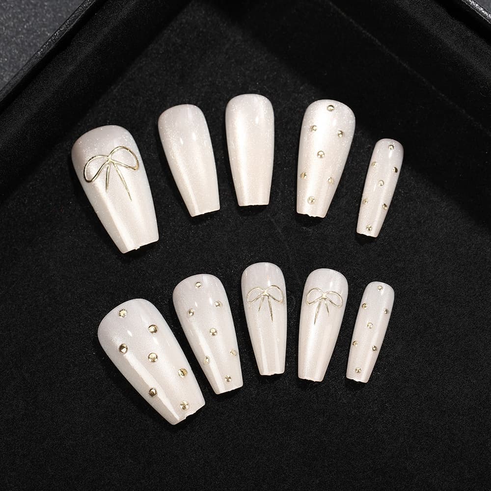 Cross-border French Leopard Bow Hello Kitty 3D Nail Art Simple False Nail Stickers