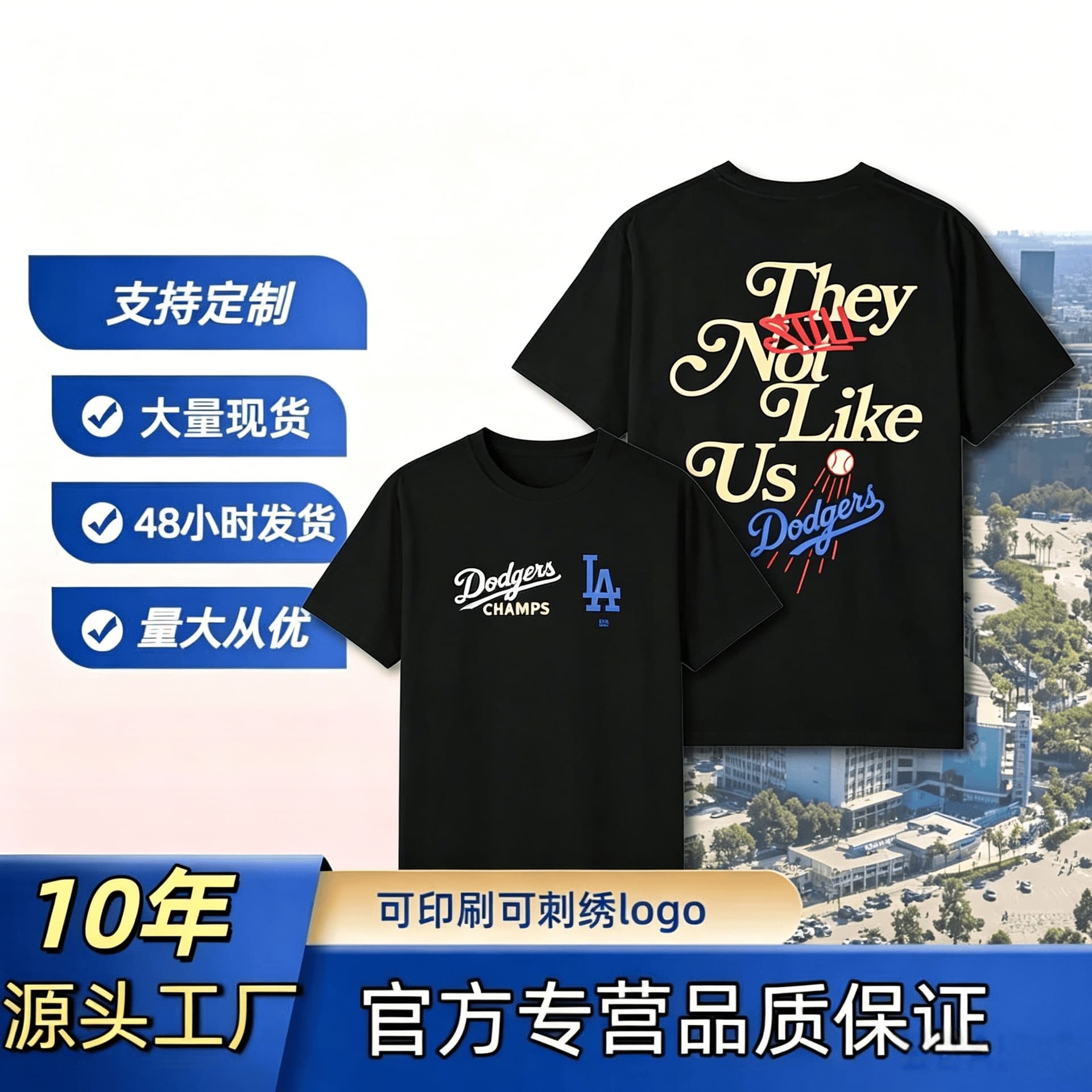 Los Angeles Dodgers Trendy Brand Short-Sleeve American Retro Printed Loose-Fit Unisex T-Shirt Tops In Stock