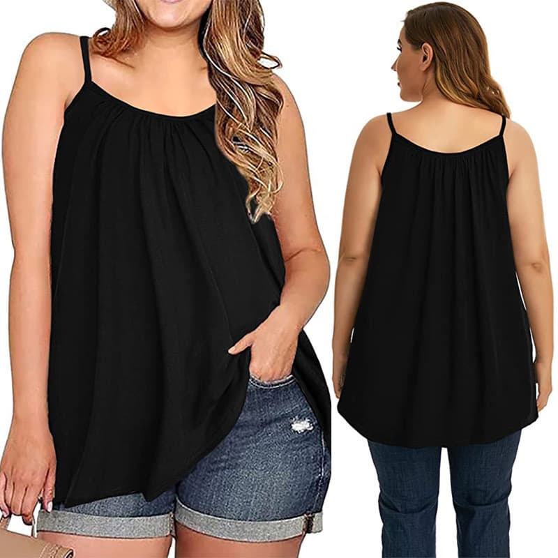 2025 New Women's Plus Size Vest Three Color Elastic Band Sexy Strap Vest Outerwear Casual Fashionable Tank Top for Women