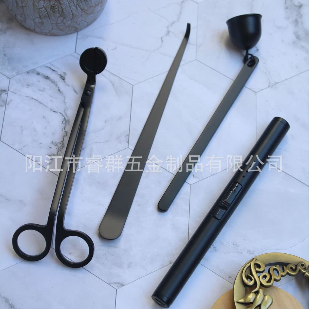Aromatherapy Candle Tool Set Candle Scissors Wick Hook Snuffer Bell Cover Wick Trimmer Candle Accessories Gift Box