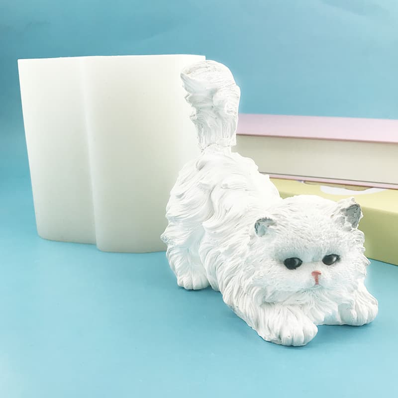Large 3D Raised Tail Kitten Squeeze Mold Silicone Mold for Aromatherapy Plaster Candle Resin Ornament Mold