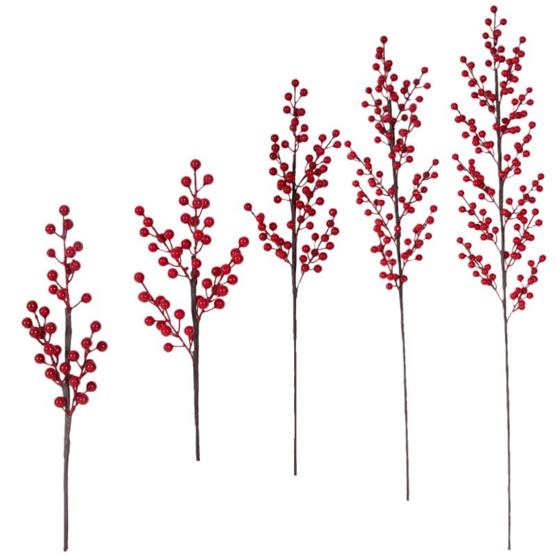 Cross-Border Artificial Single Stem Holly Red Berry Christmas Fortune Berry Home New Year Decoration Landscape Props Wholesale