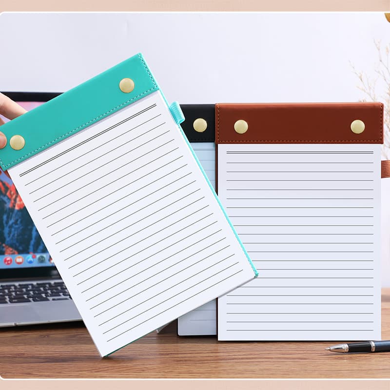A5 Leather Clipboard Notepad Tearable Blank Draft Paper Non-Sticky Removable Mini Office Notebook Custom