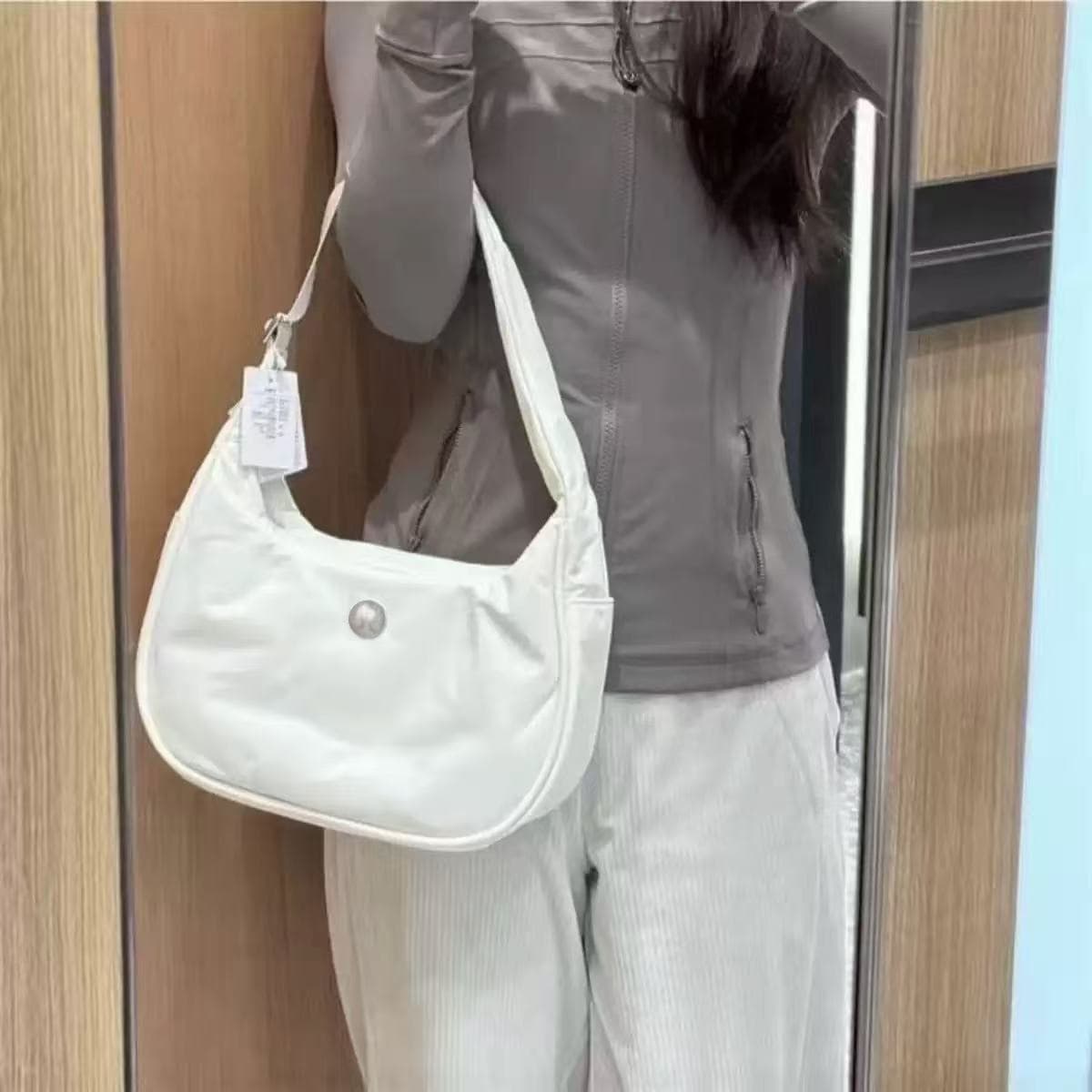Lu lulu 4L Dumpling Bag Canvas Bag 2026 New Women's Shoulder Bag Underarm Bag Large Capacity Horn Bag Tote Bag