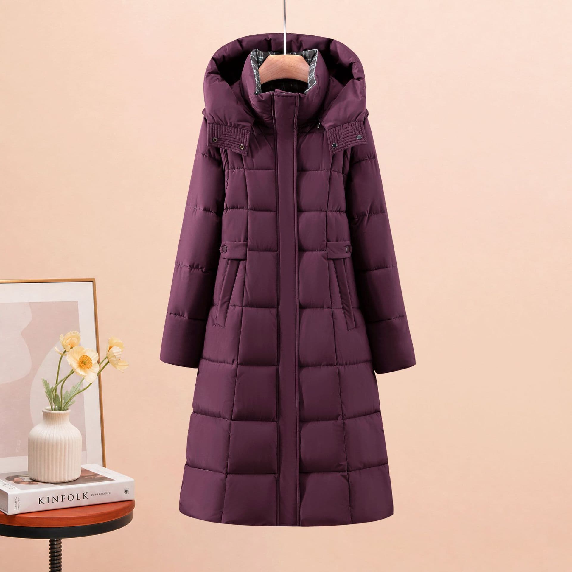 Detachable Sleeve Graphene Cotton Jacket Women's Winter New Long Hooded Slim Waist Cotton Jacket