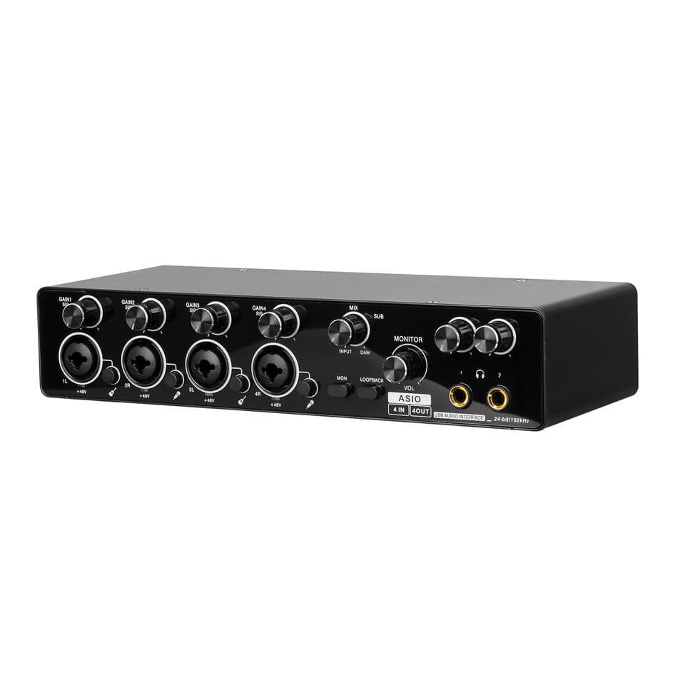 Cross-border 4-Channel External Sound Card with ASIO Support, Plug-and-Play for PC Singing and Recording, 48V Phantom Power, for Live Streaming Studio