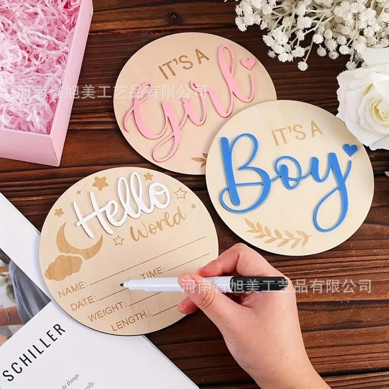 Cross-border newborn hello world wooden milestone month photo commemorative props photography