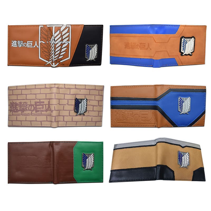 Wings of Freedom Metal Emblem PU Leather Wallet Survey Corps Attack on Titan Short Coin Card Holder Purse