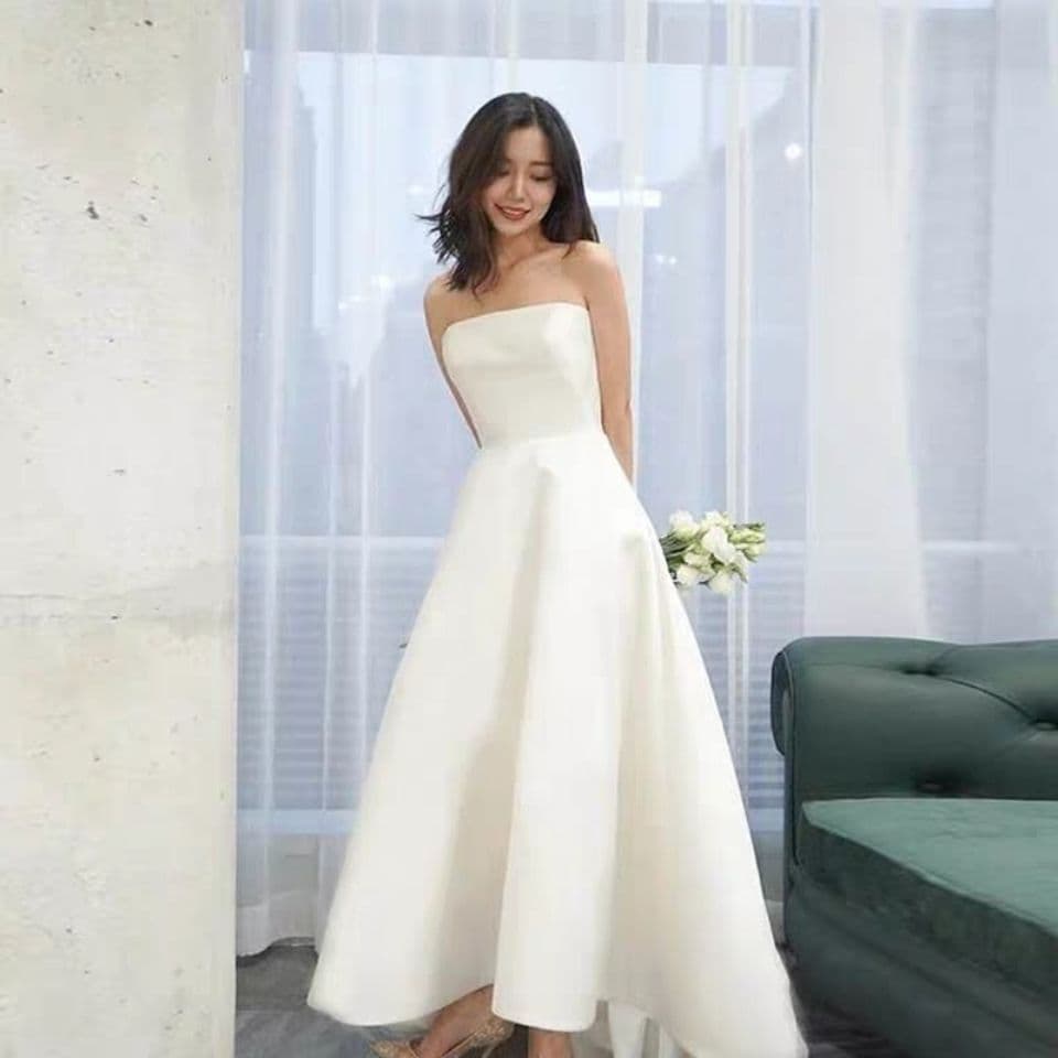White Mini Dress Bridesmaid Dress Strapless Midi Length Tie Plus Size Travel Photo Light Wedding Dress Vintage Simple Engagement Dress