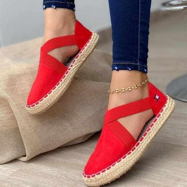 Milaier Cross-border Trade New Summer Women's Sandals, Round Toe, Low Top, Hemp Woven, Matte, Flat Heel Fashion Sandals