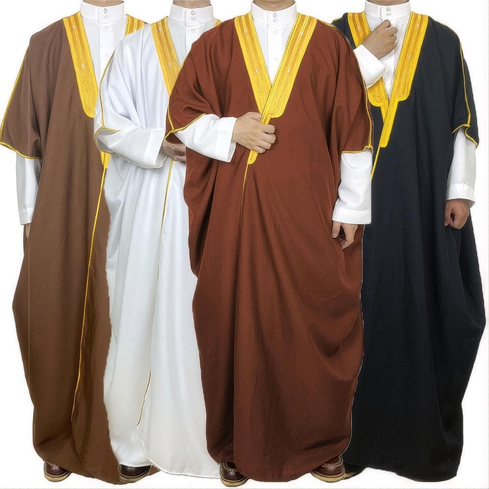 Cross-Border Embroidery Men's Formal Gown Arabic Conservative Long Kaftan Gown Malay-Arab Culture Academic Speech Gown