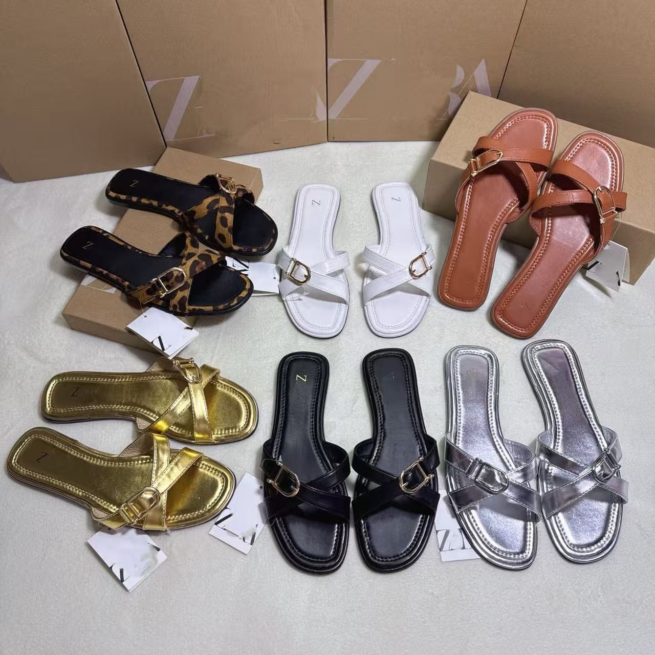 ZA new European and American fashion versatile flat sandals foreign trade wholesale Sandals