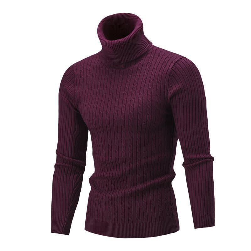 Cross-border wholesale Europe America men's sweater high collar trendy style solid color base layer men's premium fashionable versatile wholesale