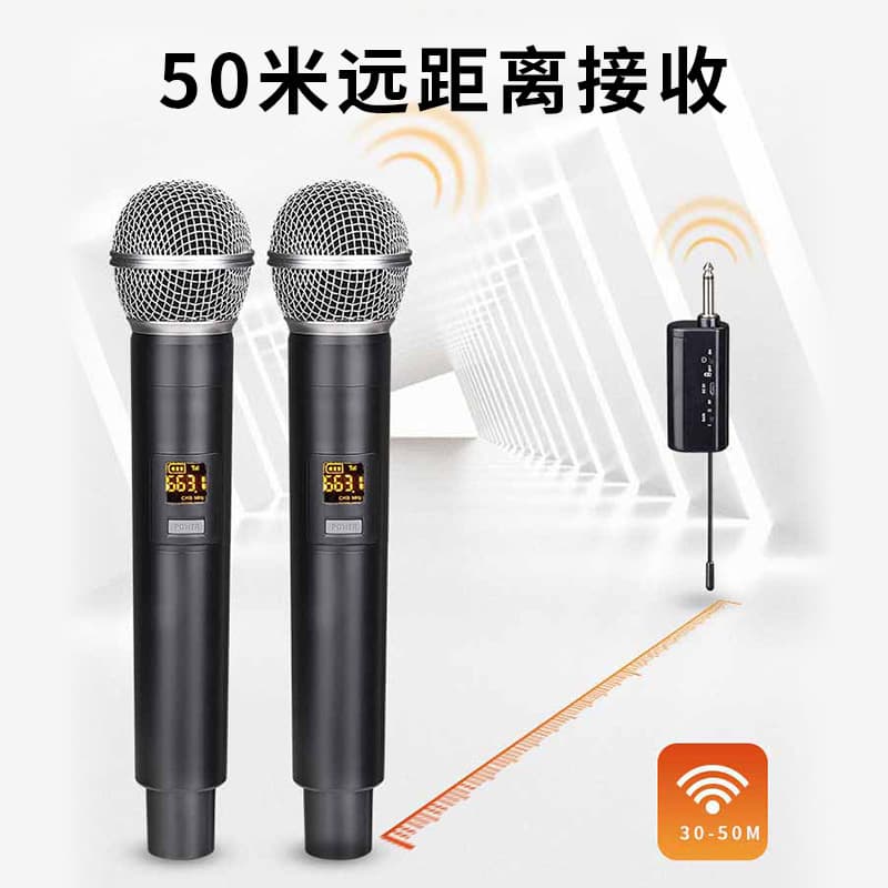 Wireless Microphone Set with Two Handheld Mics W58 for KTV, Professional, Conference, Home Karaoke