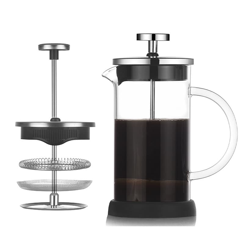 Home Use Transparent French Press, Heat-Resistant High Borosilicate Glass Coffee Pot, Silicone Base Hand Drip Filter Press Pot for Tea Brewing
