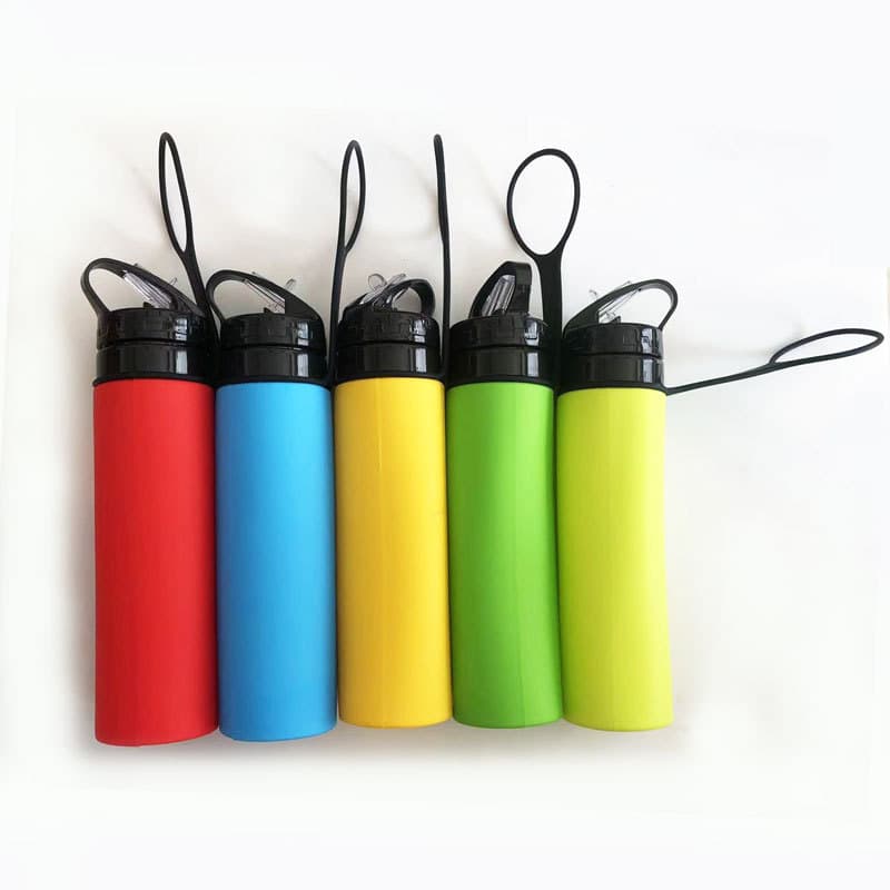 Outdoor Sports Silicone Foldable Water Bottle Travel Cup Solid Color Gift Cup Water Bottle In Stock