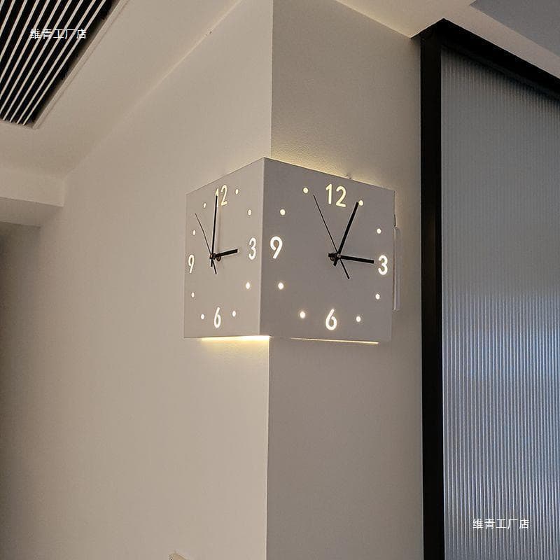 Minimalist Creative Corner Double-Sided Wall Clock, Silent Living Room Clock, 2025 Trending Corner Clock, Universal