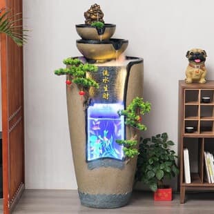 Fortune-Bringing Water Fountain Decoration for Living Room and Office, Circulating Water Fountain Ornament, Housewarming and Business Opening Gift