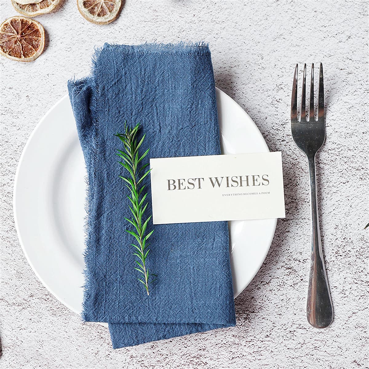Cross-border Amazon Napkin Cloth Slub Cotton 100% Cotton Raw Edge Wedding Decorative Placemat Crinkled Gauze Tassel Napkin