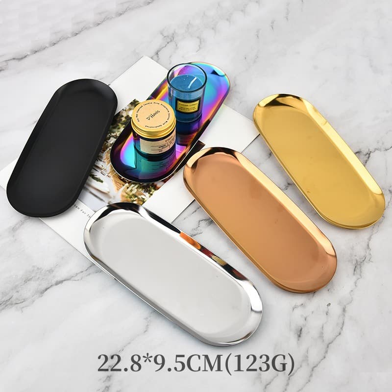 Nordic Ins Jewelry Metal Storage Tray Incense Candle Tool Holder Stainless Steel Tray Shelf in Stock