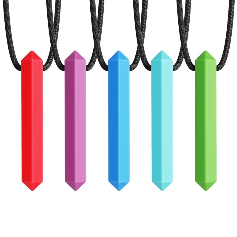 Cross-Border Baby Teether Milk Teeth Toddler Chewing Children's Diamond Chewing Necklace Autism Sensory Silicone Bite