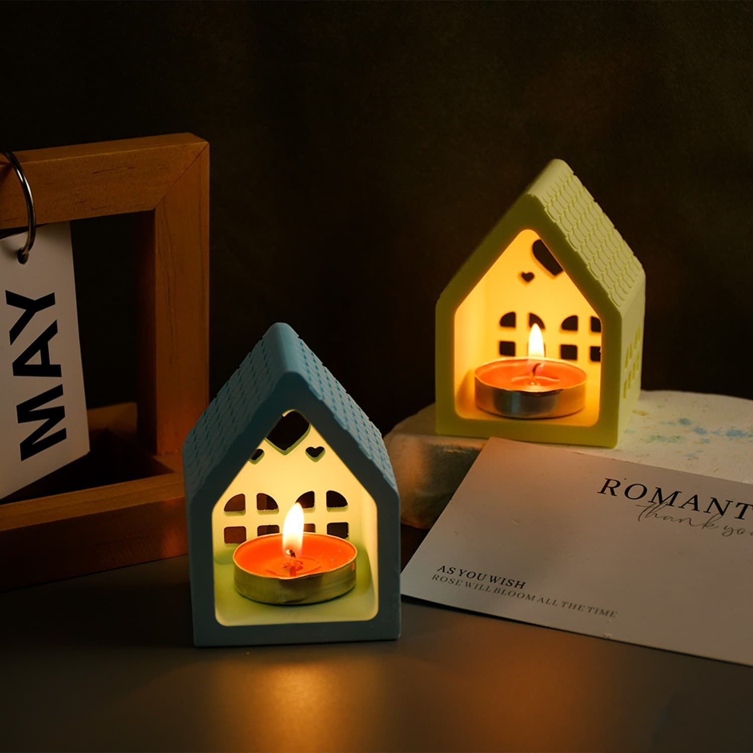 New DIY Resin Mold - Love House Candle Holder Silicone Mold Plaster Candle Ornament Mold