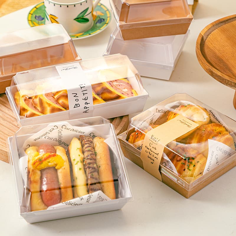 Picnic Box Disposable Cake Box Sandwich Packaging Box Dessert Pastry Bread Dipping Sauce Potato Transparent Packing Box