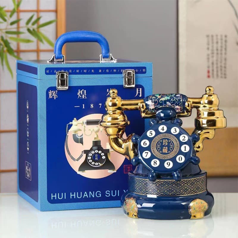 Jingdezhen Ceramic Wine Bottle 3 Jin Capacity, Telephone-Shaped Wine Bottle, High-Temperature Color Glaze, Home Decoration Wine Jar and Pot