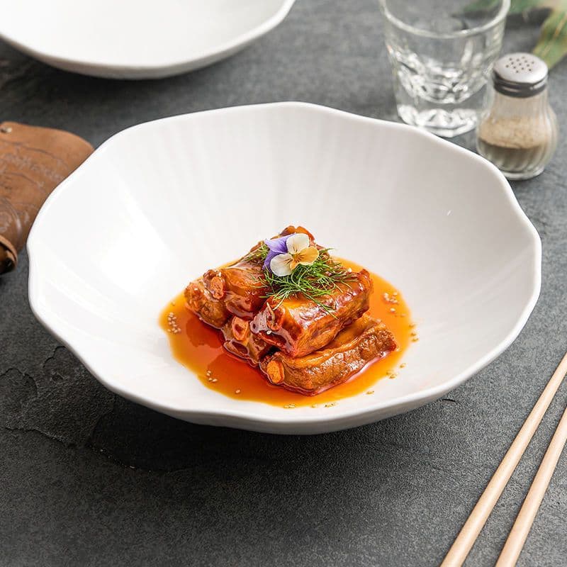 Spaghetti Plate Nordic Ins Style Straw Hat Plate High-end Hotel Club Tableware Light Luxury Spaghetti Plate Western Soup Plate