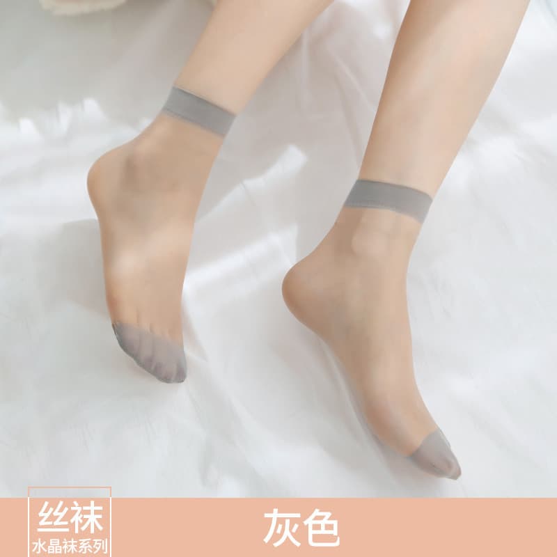 Summer Women's Ultra-Thin Anti-Snag Crystal Stockings High-Quality Cotton Bottom Silk Stockings Steel Wire Nude Color Stockings Short Socks