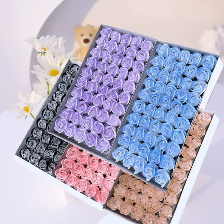 Three-layer Scented Soap Flower Sprayed Color Crushed Ice Blue High Simulation Rose Valentine's Day Soap Flower Blue Enchantress Factory Wholesale