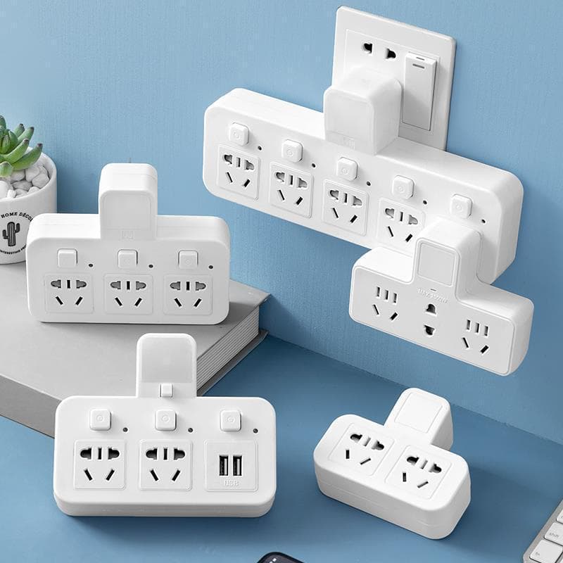 Wall-mounted multi-functional socket with plug head and socket, splitter plug board, one-to-two multi-purpose electric outlet