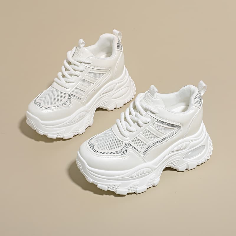 Korean-style Dad Sneakers for Women 2026 Spring/Autumn New Casual Shoes with Inner Height Increase, Versatile Thick Sole, Front Lace-up Athletic Shoes for Women