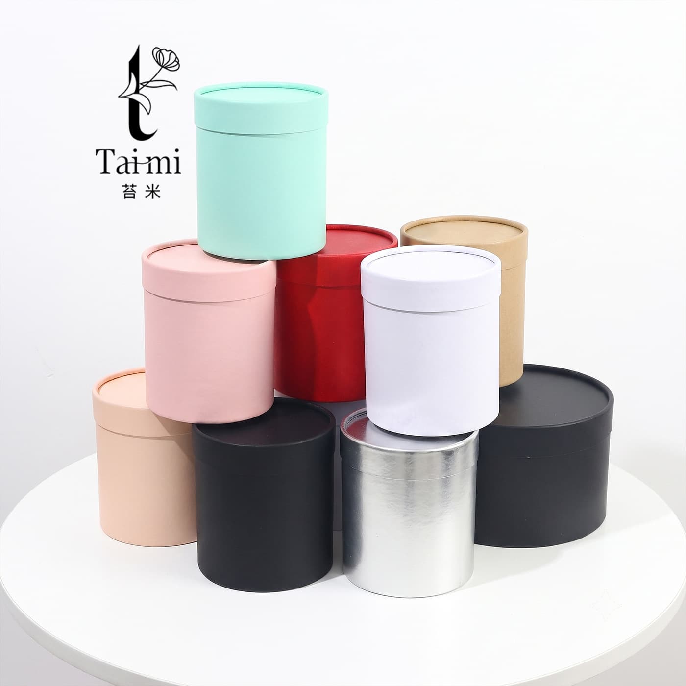 Taimi small round flower box flower bucket hug bucket portable bouquet flower arrangement packaging box floral gift box flower shop